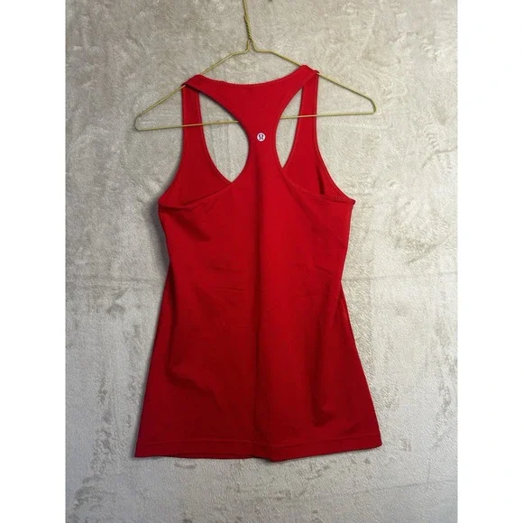 Lululemon Womens Cool Racerback Tank Top Red Athletic Yoga Slim Fit - Picture 2 of 4